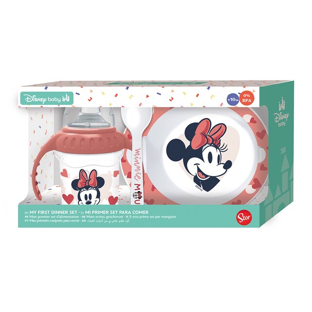Imagen 0 de Stor set 3pcs vaso entrenamiento 250 ml plato y cuchara minnie mouse heart full