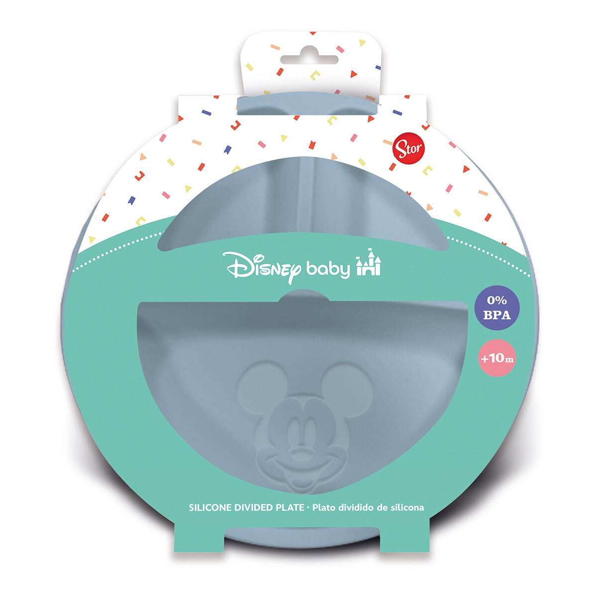 Stor plato dividido silicona mickey mouse Azul-2