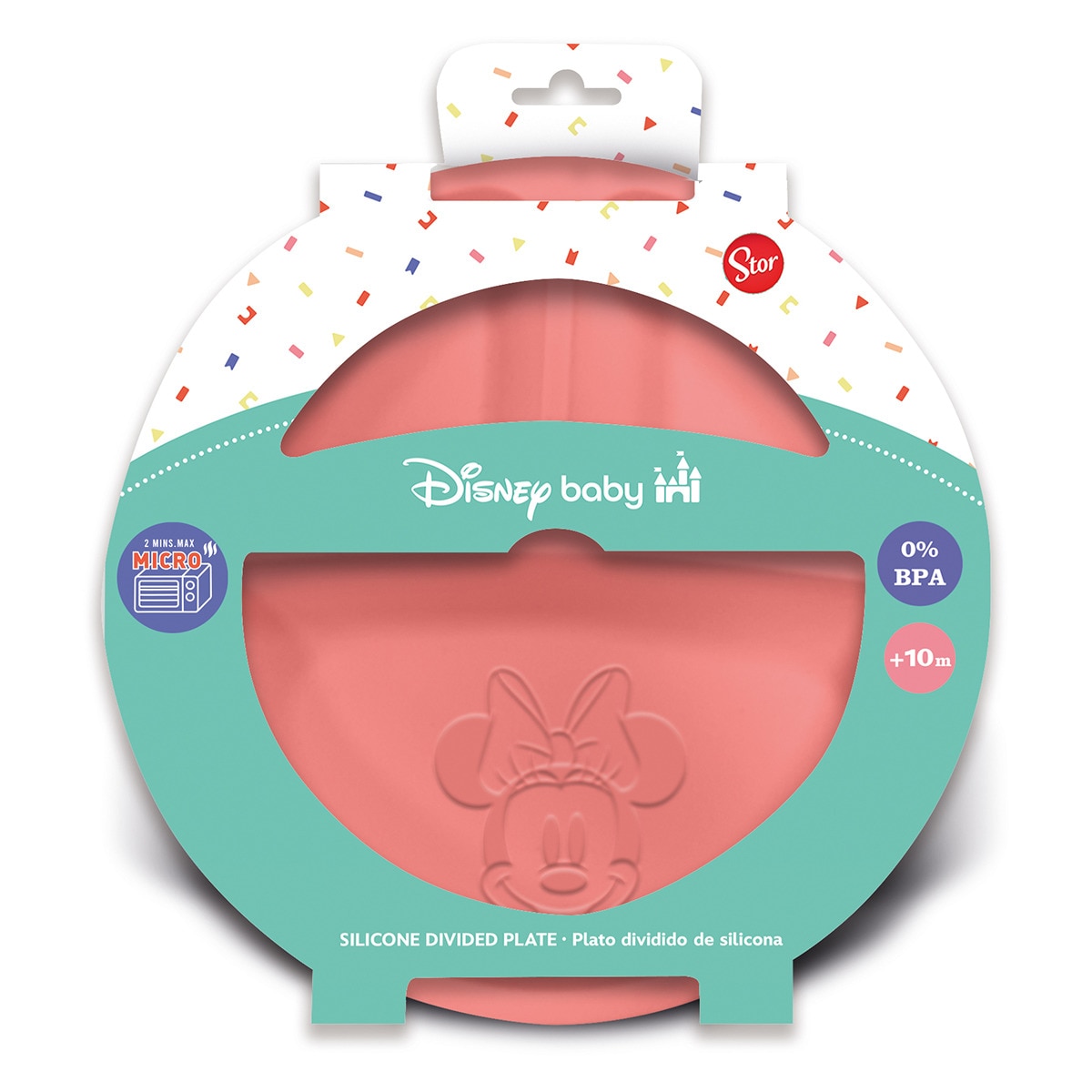Stor plato dividido silicona minnie mouse Rosa-2