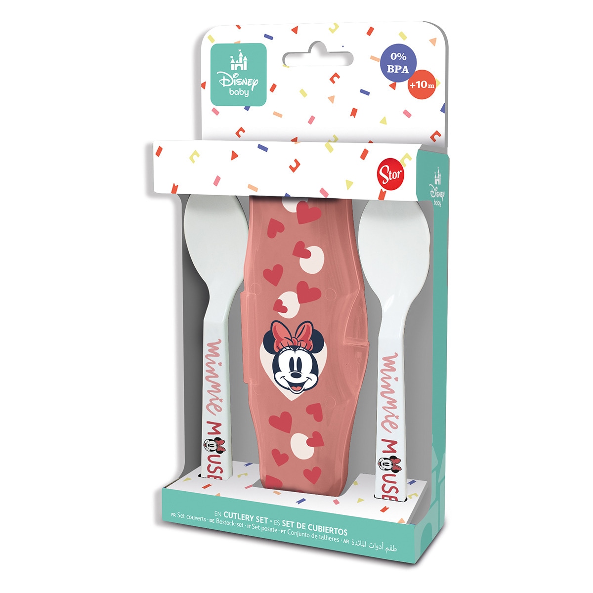 Stor estuche 2 cucharas pp minnie mouse heart full Rosa-2