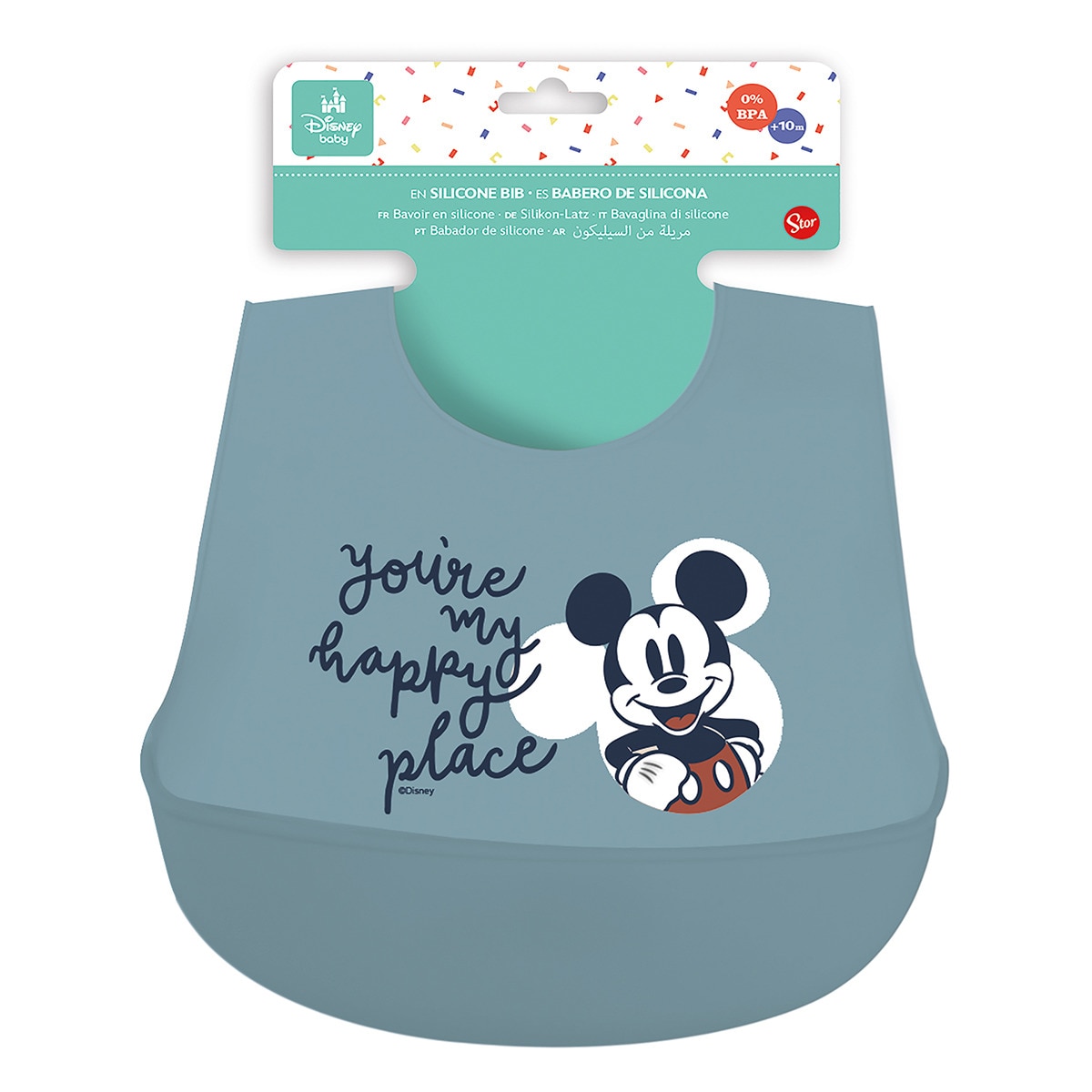 Stor babero de silicona mickey mouse full of smiles Azul-2