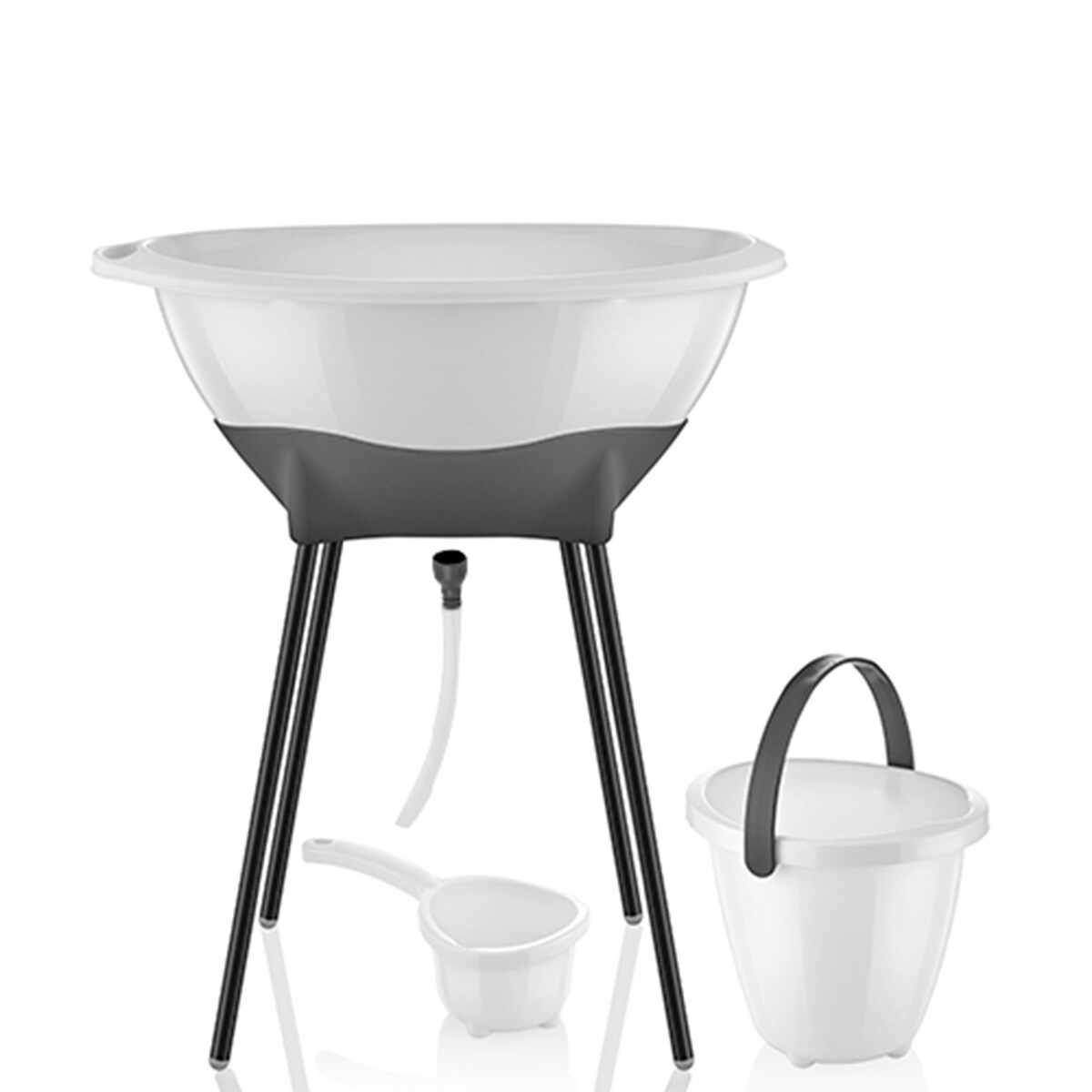 Bañera con soporte para bebé Blanco-3