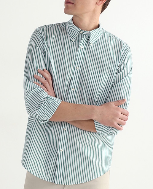 Imagen 0 de Camisa Non Iron de hombre slim de rayas verde