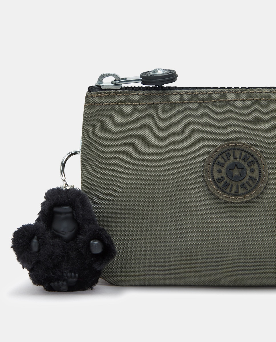 Porta-Moedas Pequeno com Vários Bolsos Caqui-5
