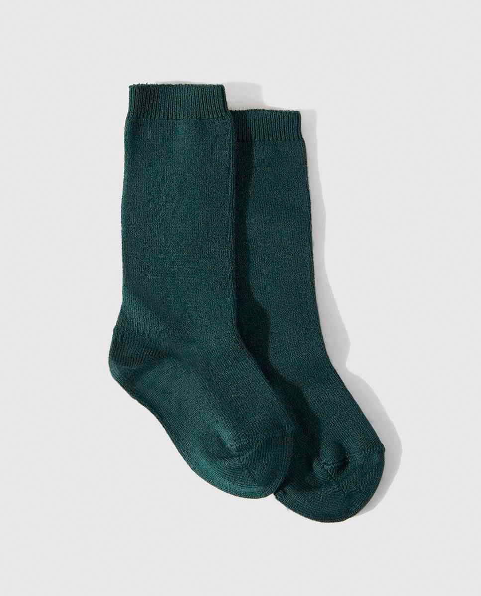 Meias Altas Lisas de Bebé Verde garrafa-1