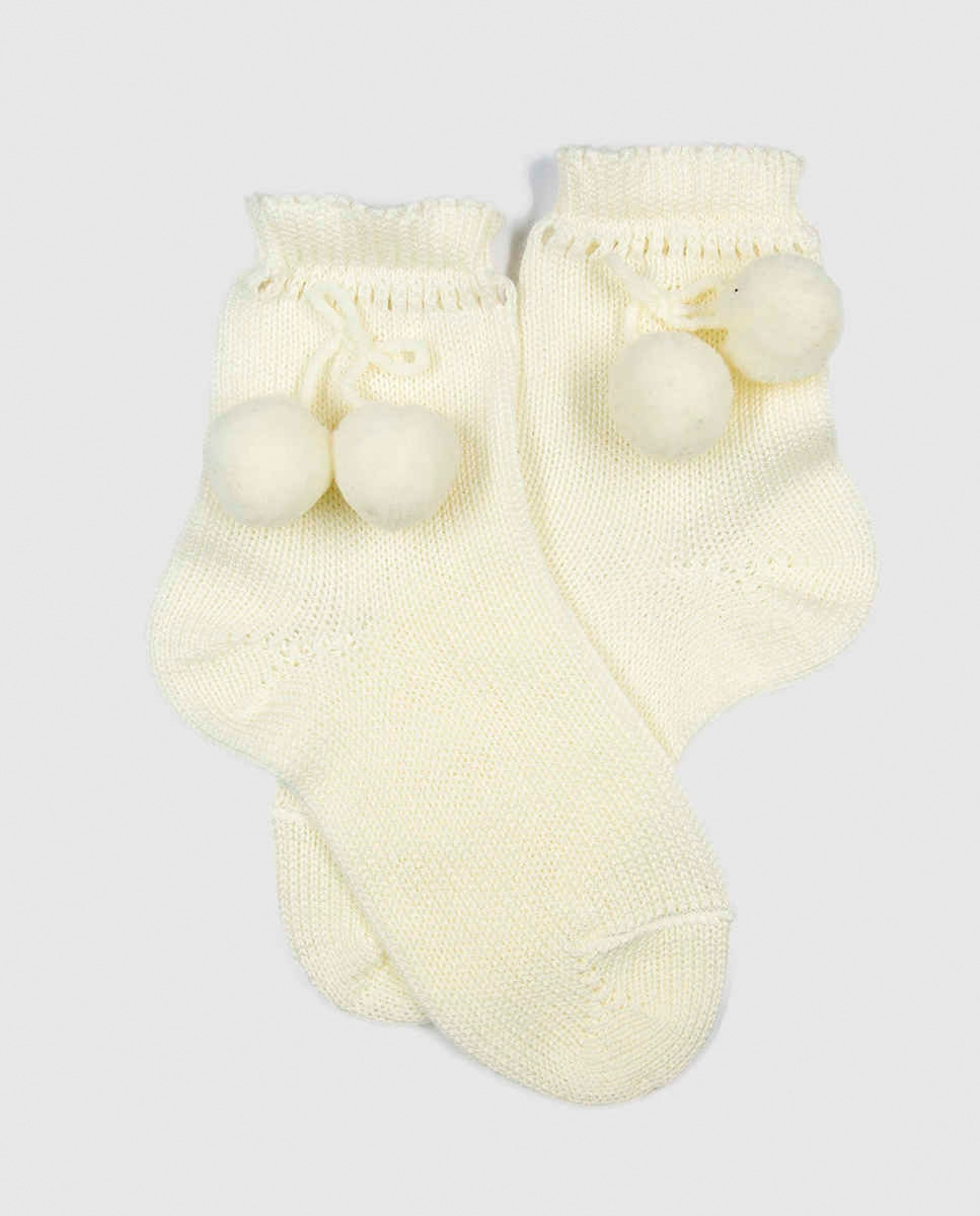 Calcetín de bebe niña Condor con pompones - Cava Cava-1