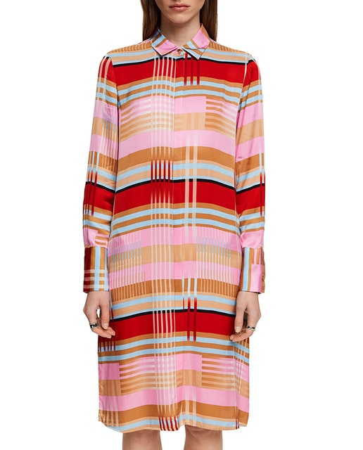 Imagen 0 de Camisa larga de mujer cuadros satinada