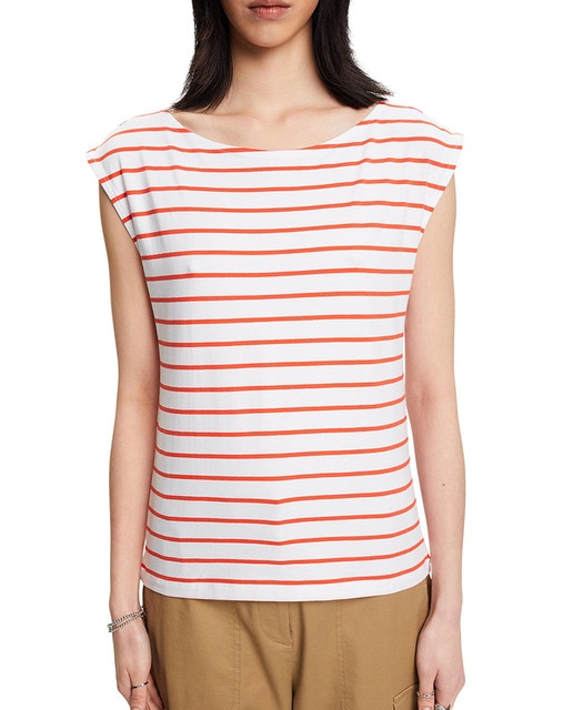 Imagen 0 de Camiseta de mujer cuello barco rayas