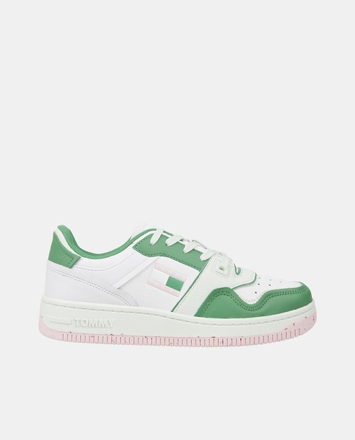 Imagen 0 de Zapatillas de mujer en verde bajas tipo basket con logotipo lateral y detalles en contraste
