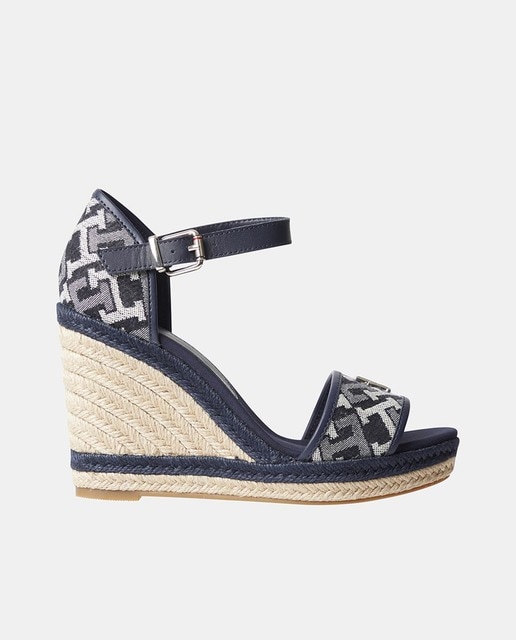 Imagen 0 de Alpargatas de mujer en azul con cuña y estampado monogram