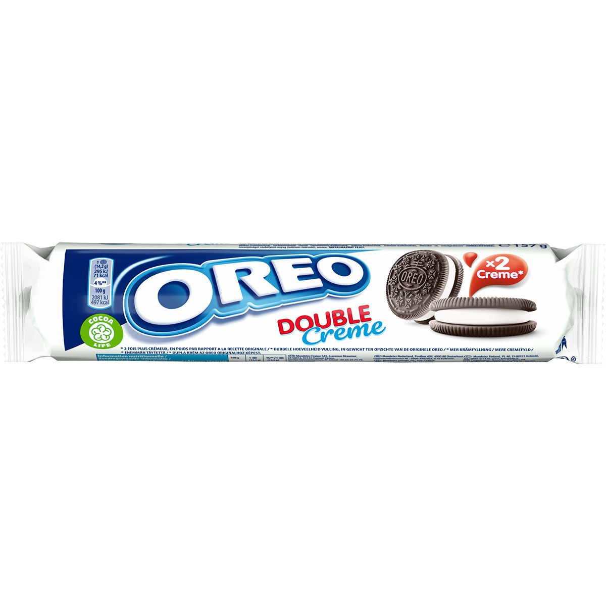 Bolachas com Chocolate Duplo Creme embalagem 157 g