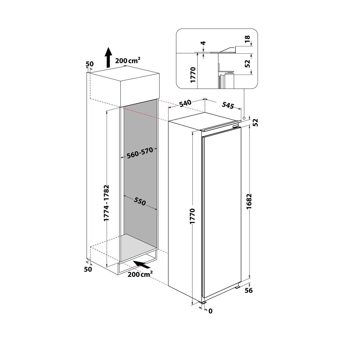 Arca Congeladora Vertical Encastrável Hotpoint BF 1801 E F2 No Frost, Super Freeze de 177,1 cm - Branco Branco-4