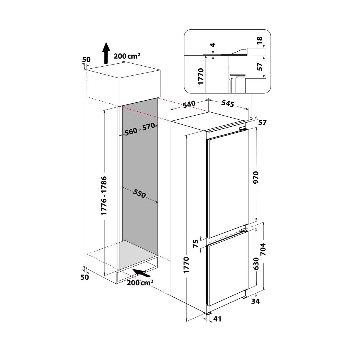 Frigorífico Combinado Encastrável Hotpoint HAC18 T312 Active Fresh, Multicool Flow e de 177 cm - Branco Branco-7
