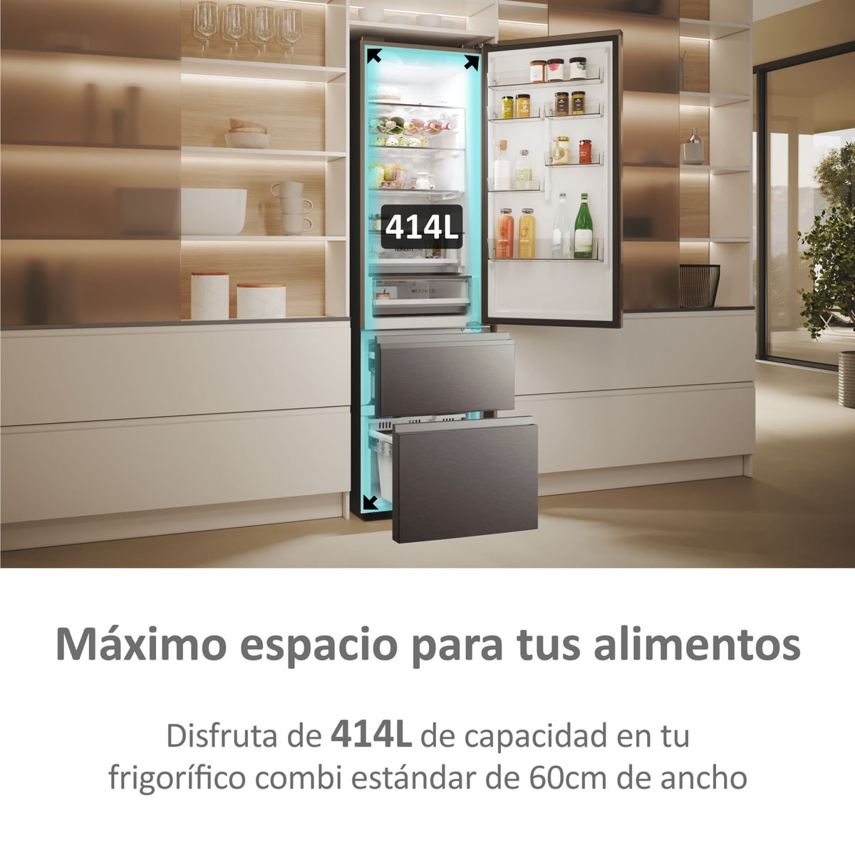 Frigorífico Combinado Haier 3D 60 Series 5 HTW5620CNMP de 3 Portas, No Frost, com Wifi e de 205 cm - Inox Escuro Dark Inox-12