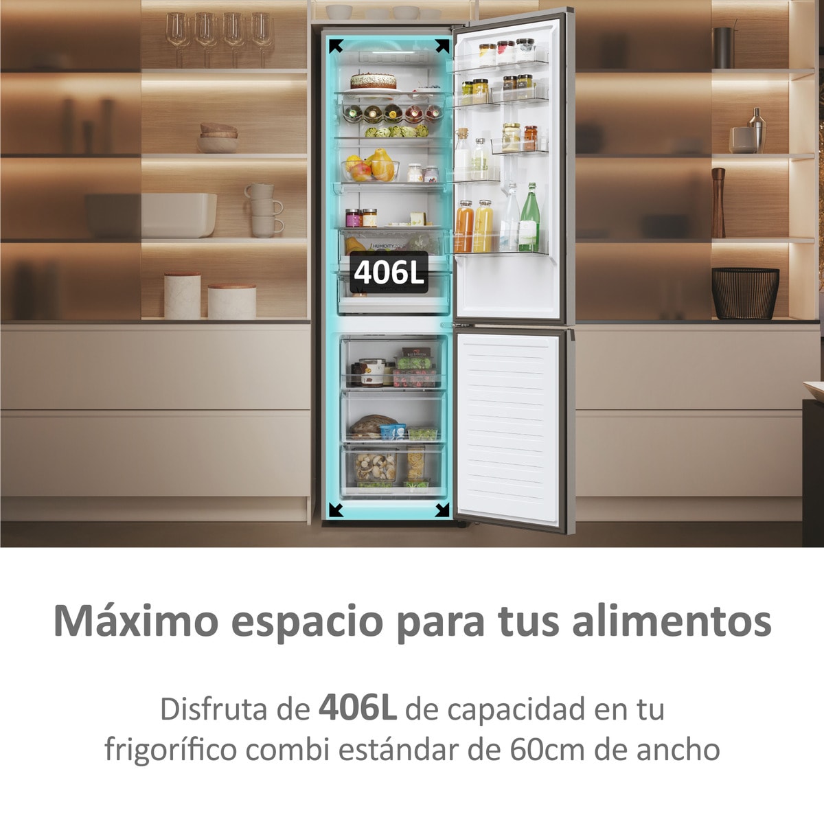Frigorífico Combi Haier Total No Frost con WIFI 2D 60 Series 5 - HDPW5620CNPK Inox-11