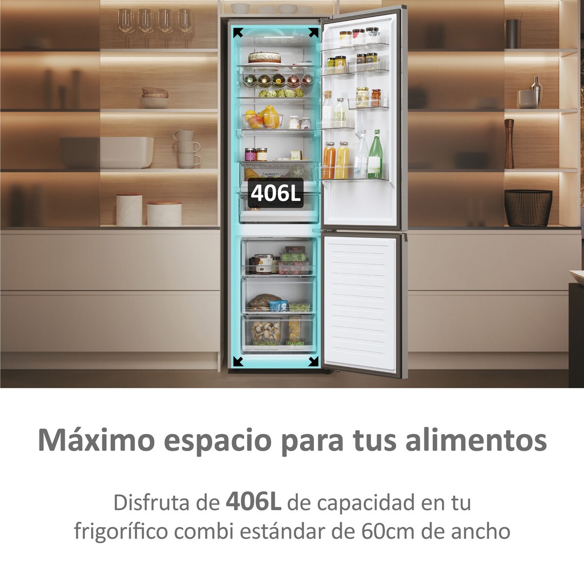 Frigorífico Combi Haier Total No Frost con WIFI 2D 60 Series 5 - HDPW5620CNPK Inox-11