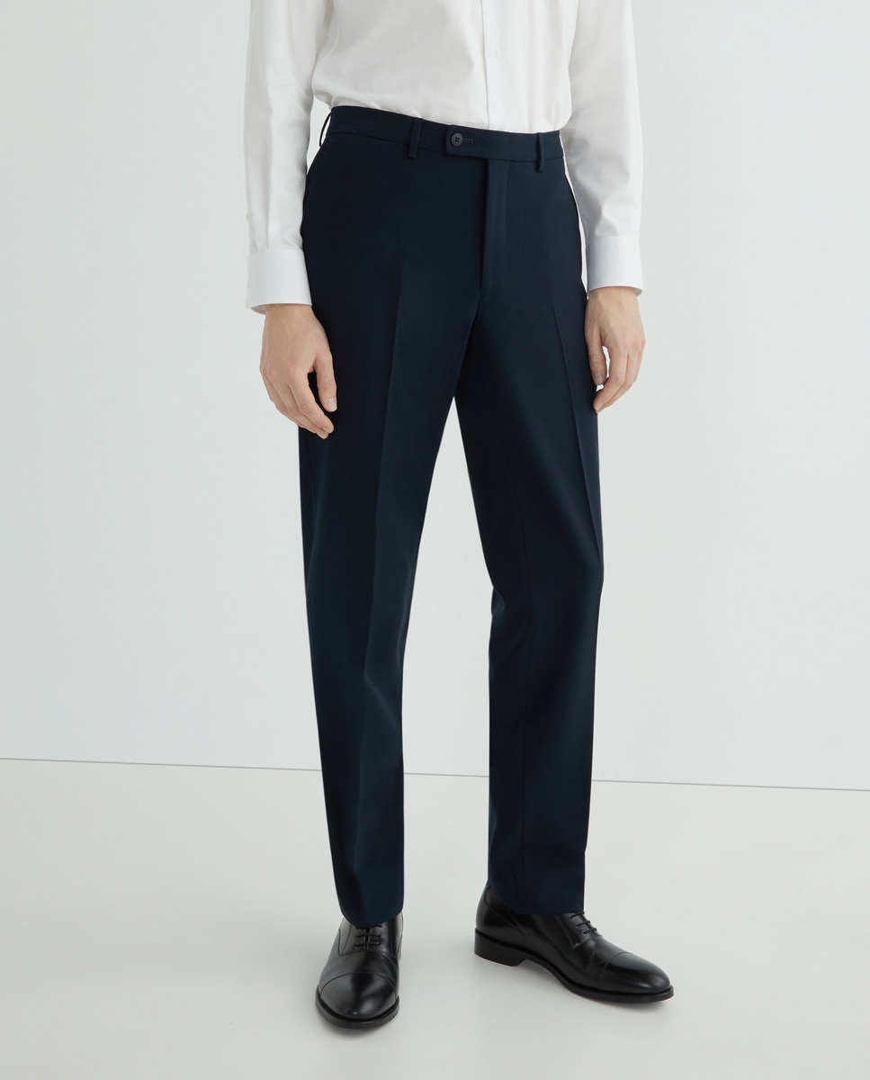 Pantalón de traje básico de hombre sin pinza Classic Fit Azul marino-2