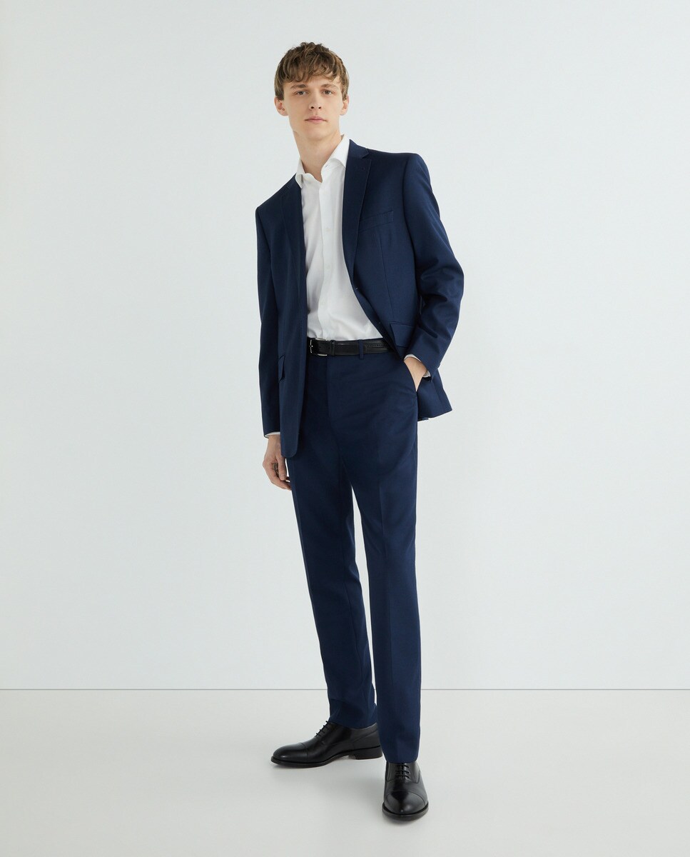 Pantalón de traje ojo de perdiz sin pinza de hombre Classic Fit