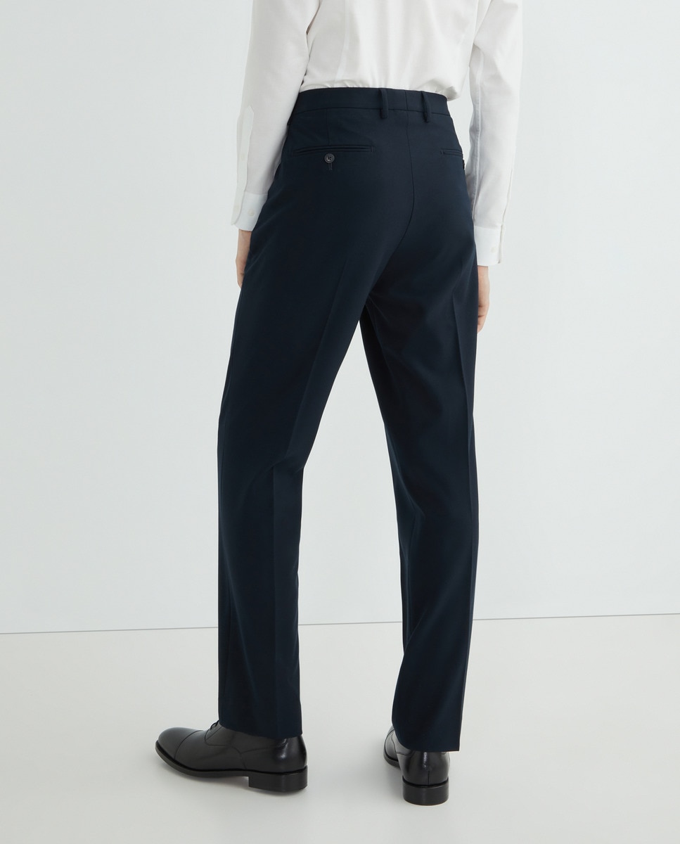 Pantalón de traje básico de hombre con pinza Classic Fit Azul marino-3