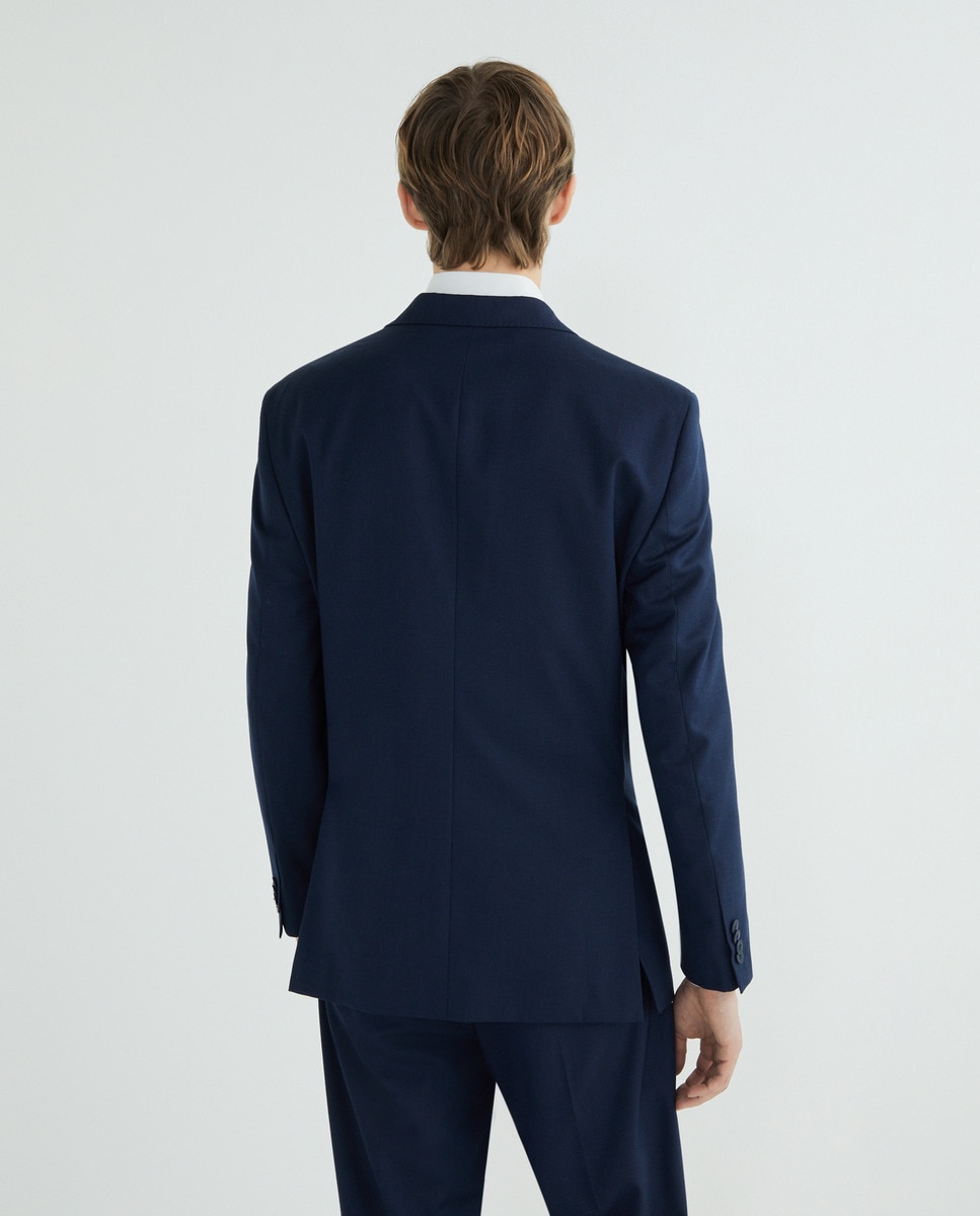Chaqueta de traje ojo de perdiz de hombre Classic Fit Azul-3