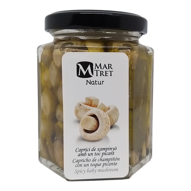 Imagen 0 de Champiñón baby picante con especias y aceite oliva virgen extra Mar-Tret