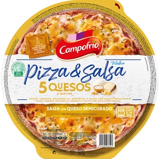pizza 5 quesos gouda, cheddar, mozzarella y emmental con salsa de queso semicurado envase 365 g - Campofrio