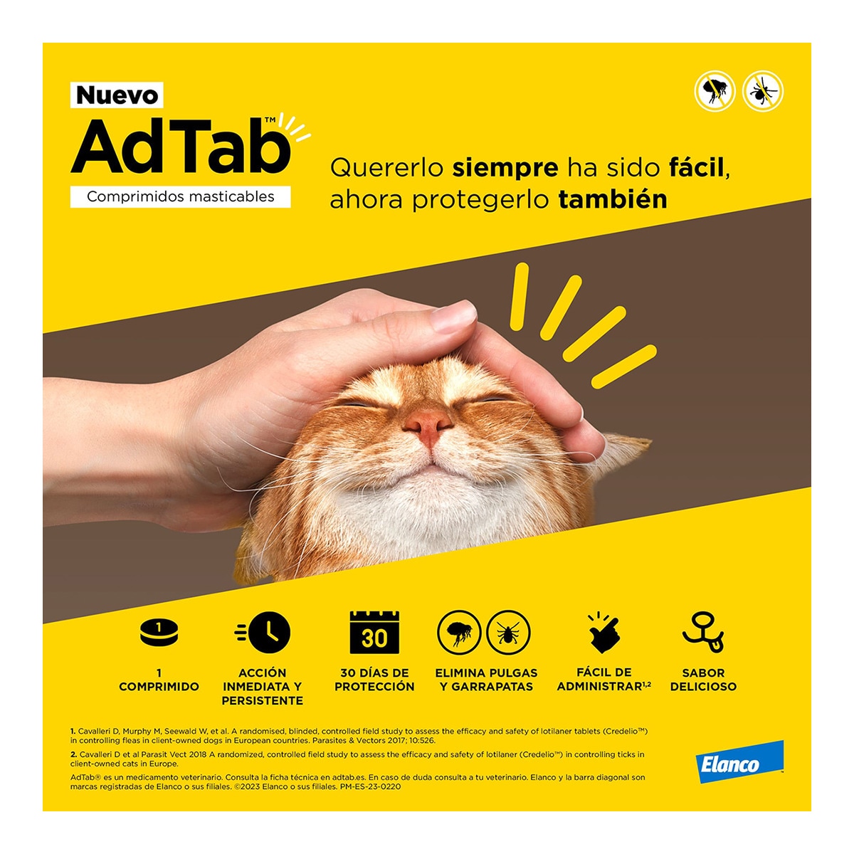 Comprimidos masticables desparasitantes AdTab Elanco para gatos de 0,5 a 2 kg 1 ud 6