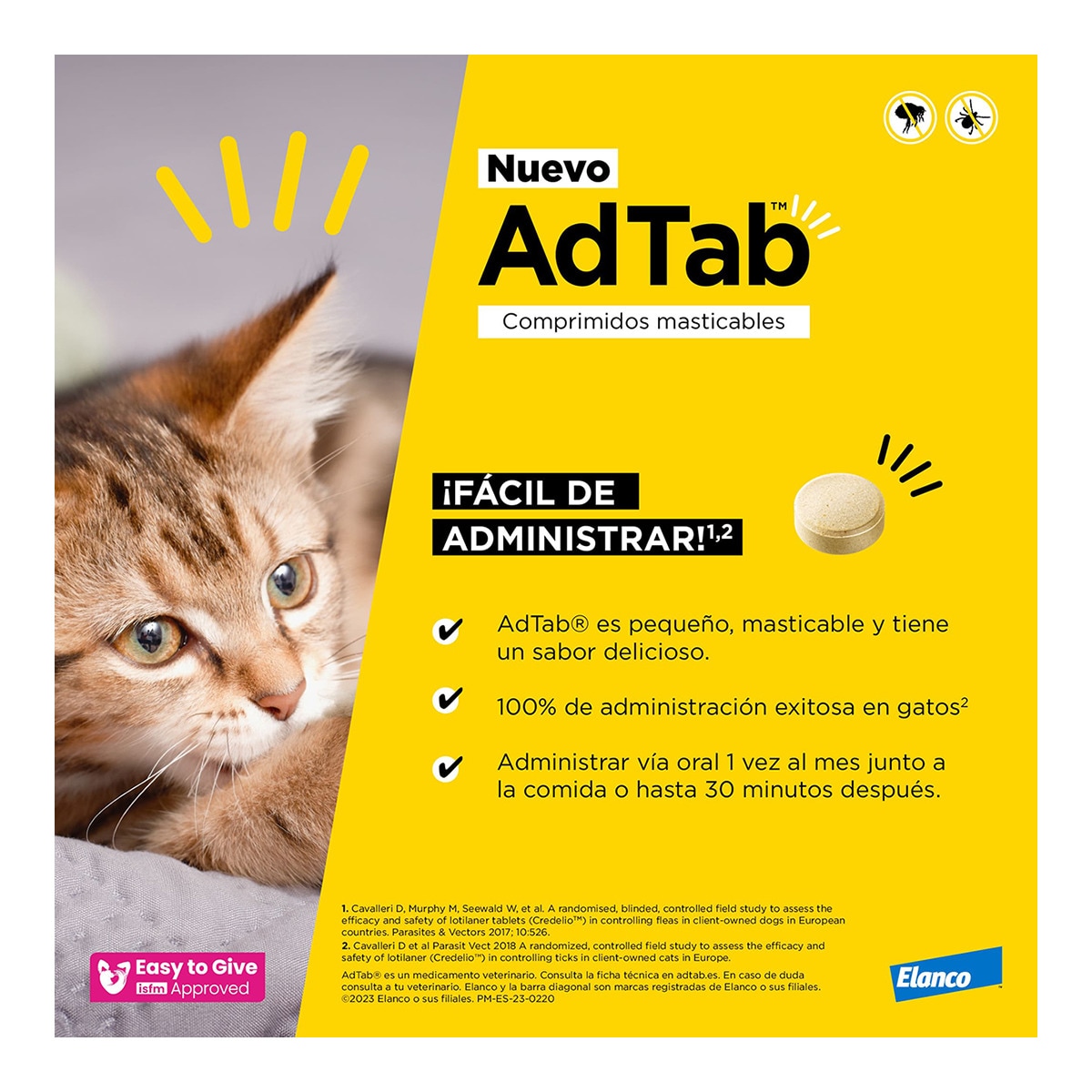 Comprimidos masticables desparasitantes AdTab Elanco para gatos de 0,5 a 2 kg 1 ud 4
