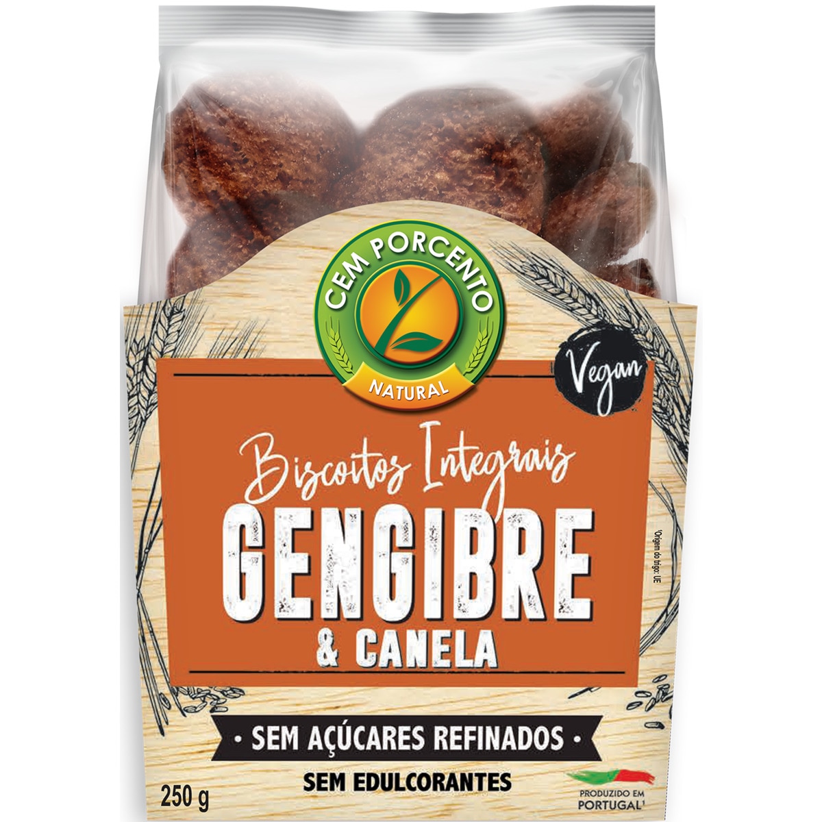 Biscoitos de Gengibre e Canela embalagem 250 g