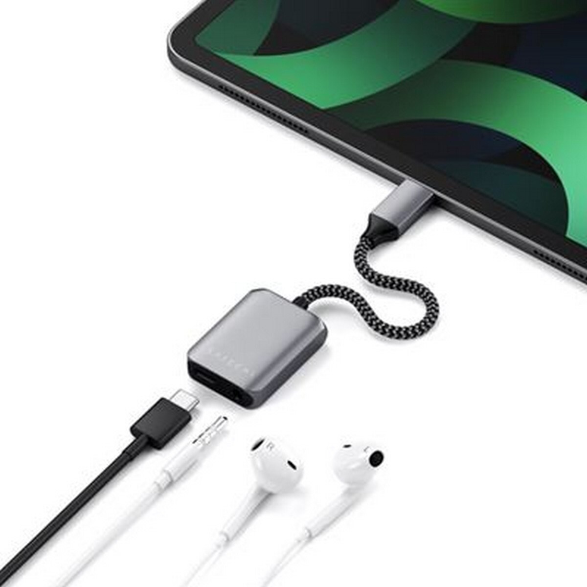 Adaptador para Cabos Satechi USB-C para USB-C + 3,5 mm - Prateado 4