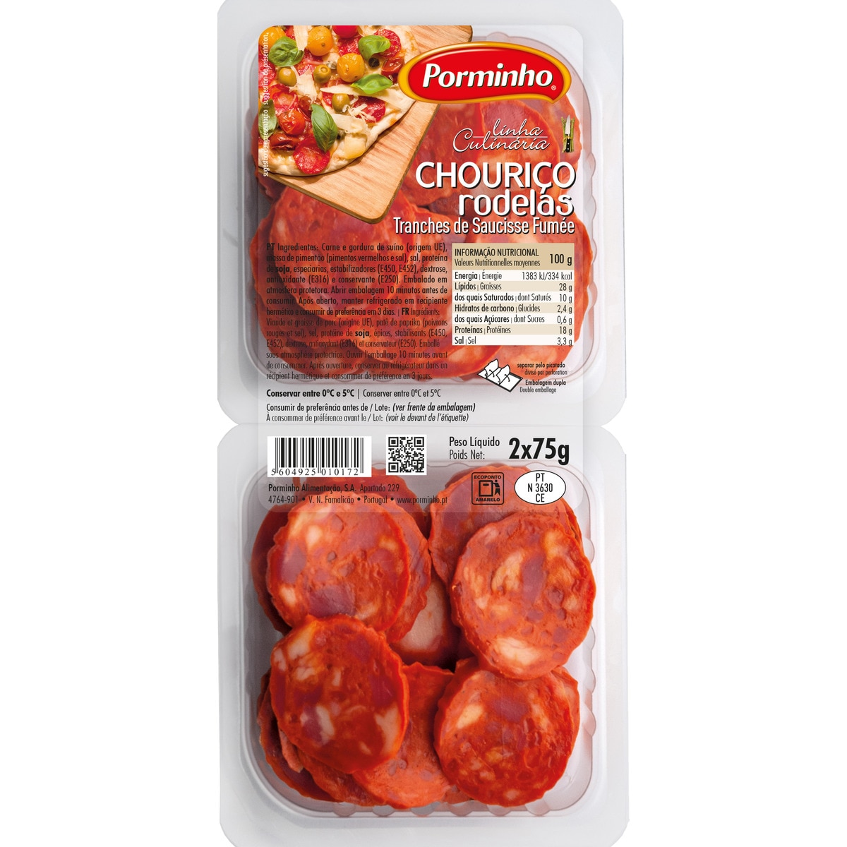 Chouriço Rodelas 2X75g embalagem 150 g