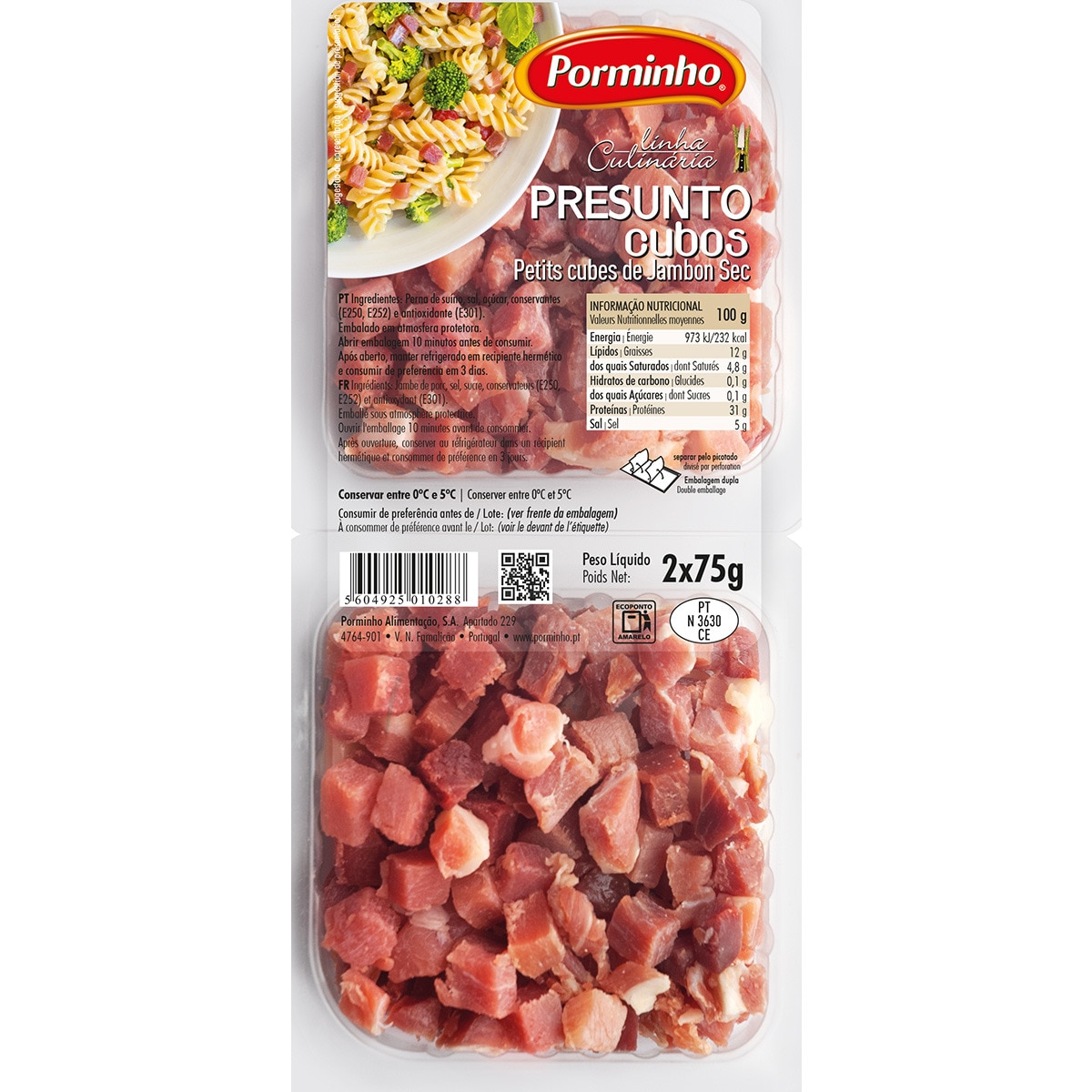 Presunto Cubos 2x75g unidade 150 g