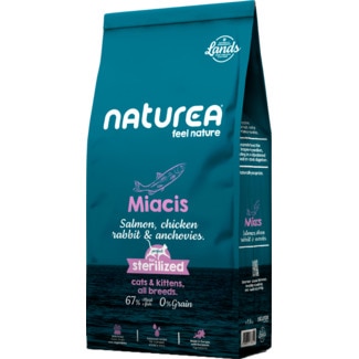 Ração para Gato Sterilized Lands Miacis Salmon, Chicken Rabbit & Anchovies embalagem 1,6 kg - Naturea