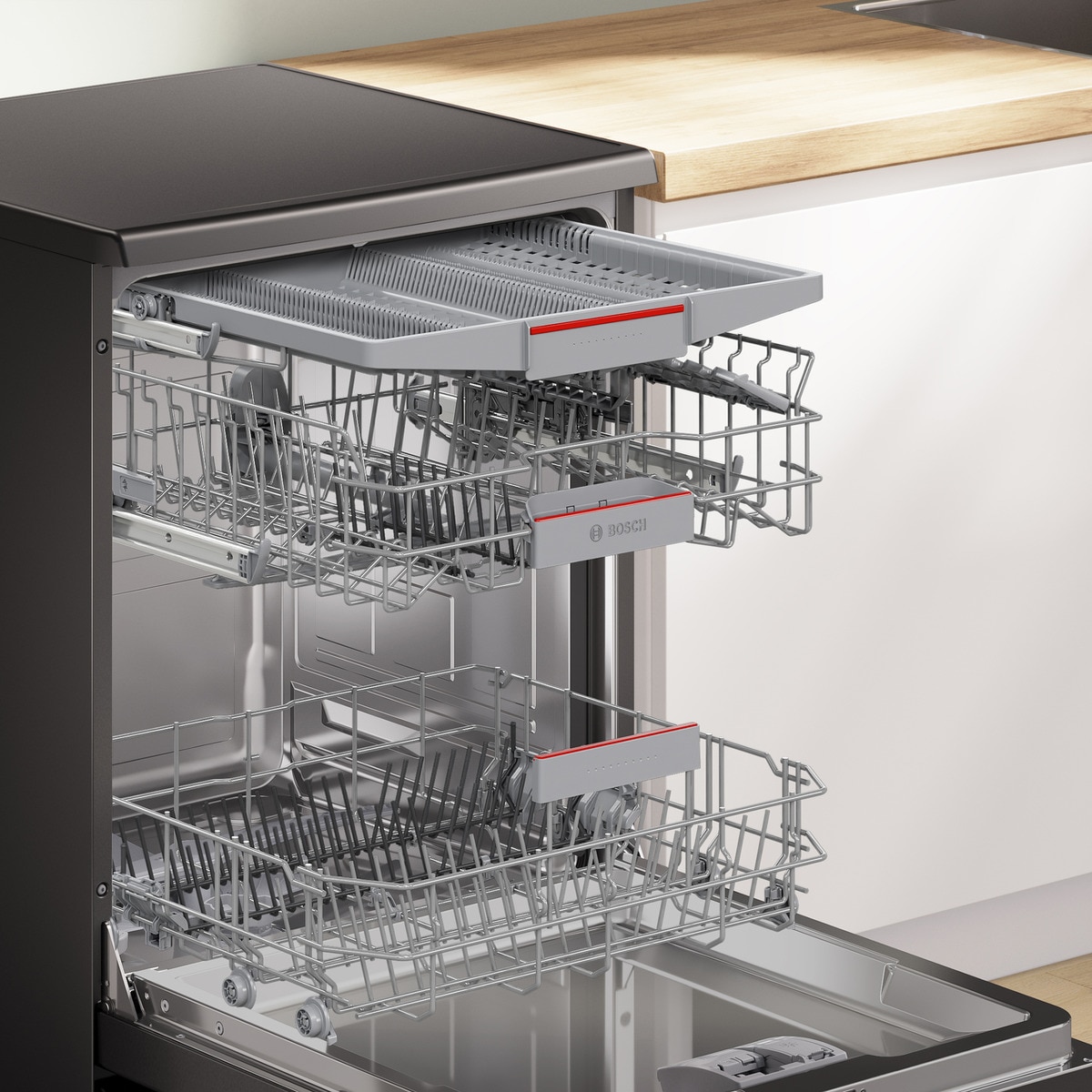 Lavavajillas Bosch 14 servicios, Bandeja para cubiertos, 60 cm - SMS4EMC06E Black Inox-4