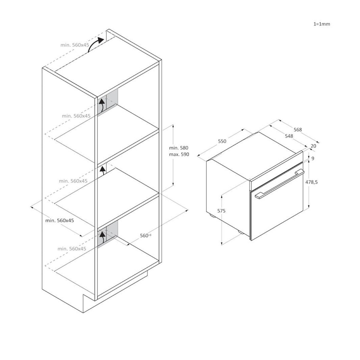 Horno multifunción Candy, limpieza pirolítica e hidrolítica, New Moderna - CA6 N3B3YTB Negro-2