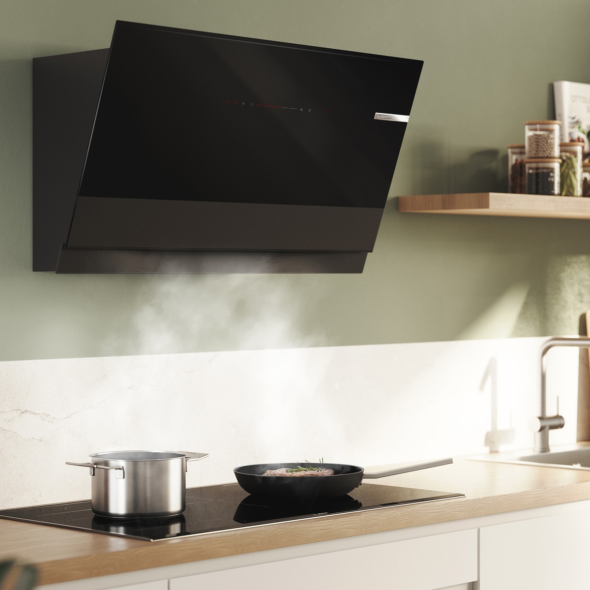 Campana decorativa Bosch 3 velocidades + 2 intensivos - DWK91LT60 Cristal negro-8
