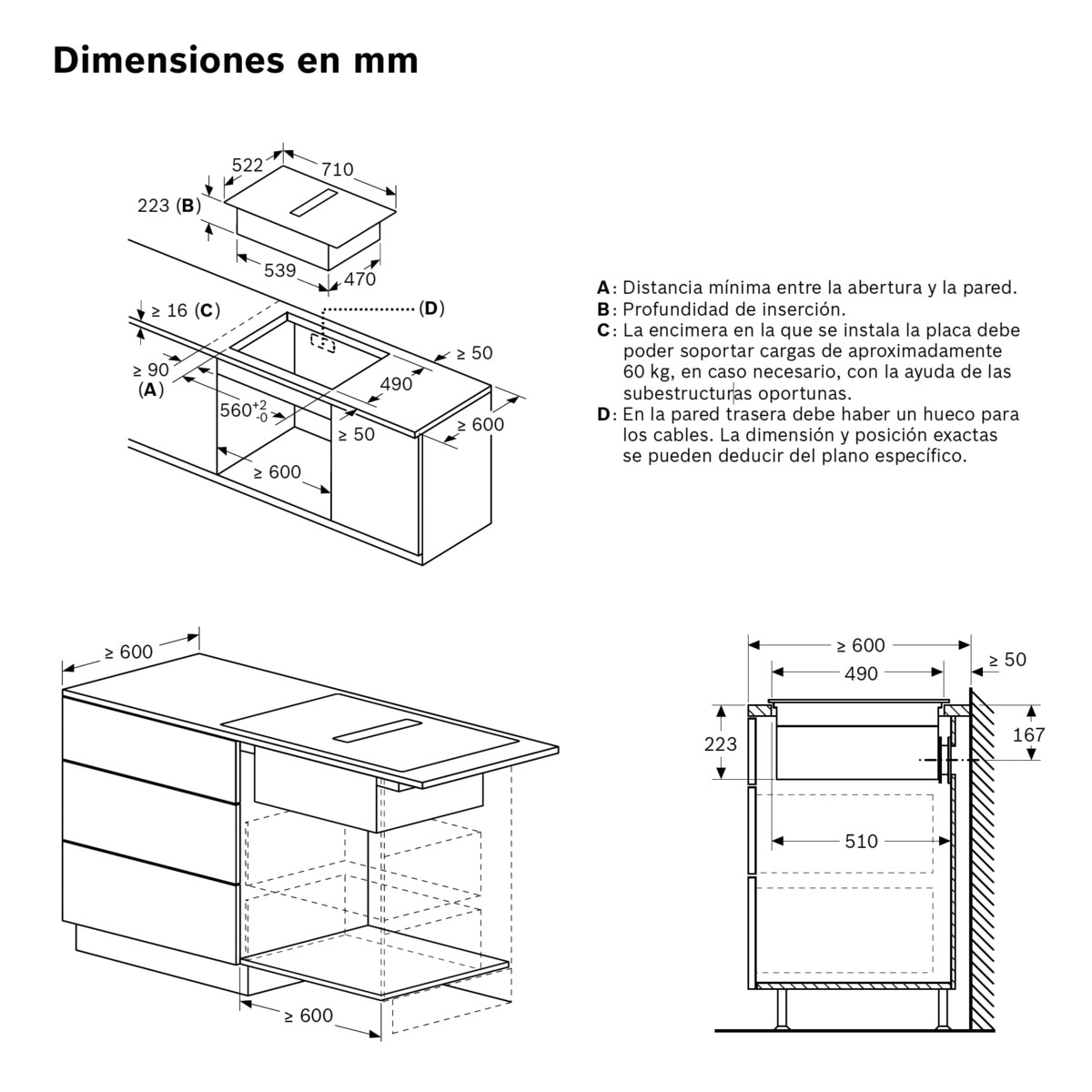 Placa de inducción Bosch con extractor integrado, 2 zonas CombiInducción - PVQ731H26E Negro-2