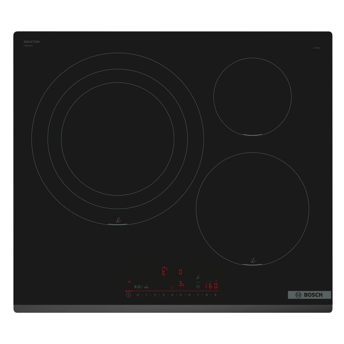 Placa de inducción Bosch con 3 zonas de cocción, sin perfiles - PID631HC1E Negro-1