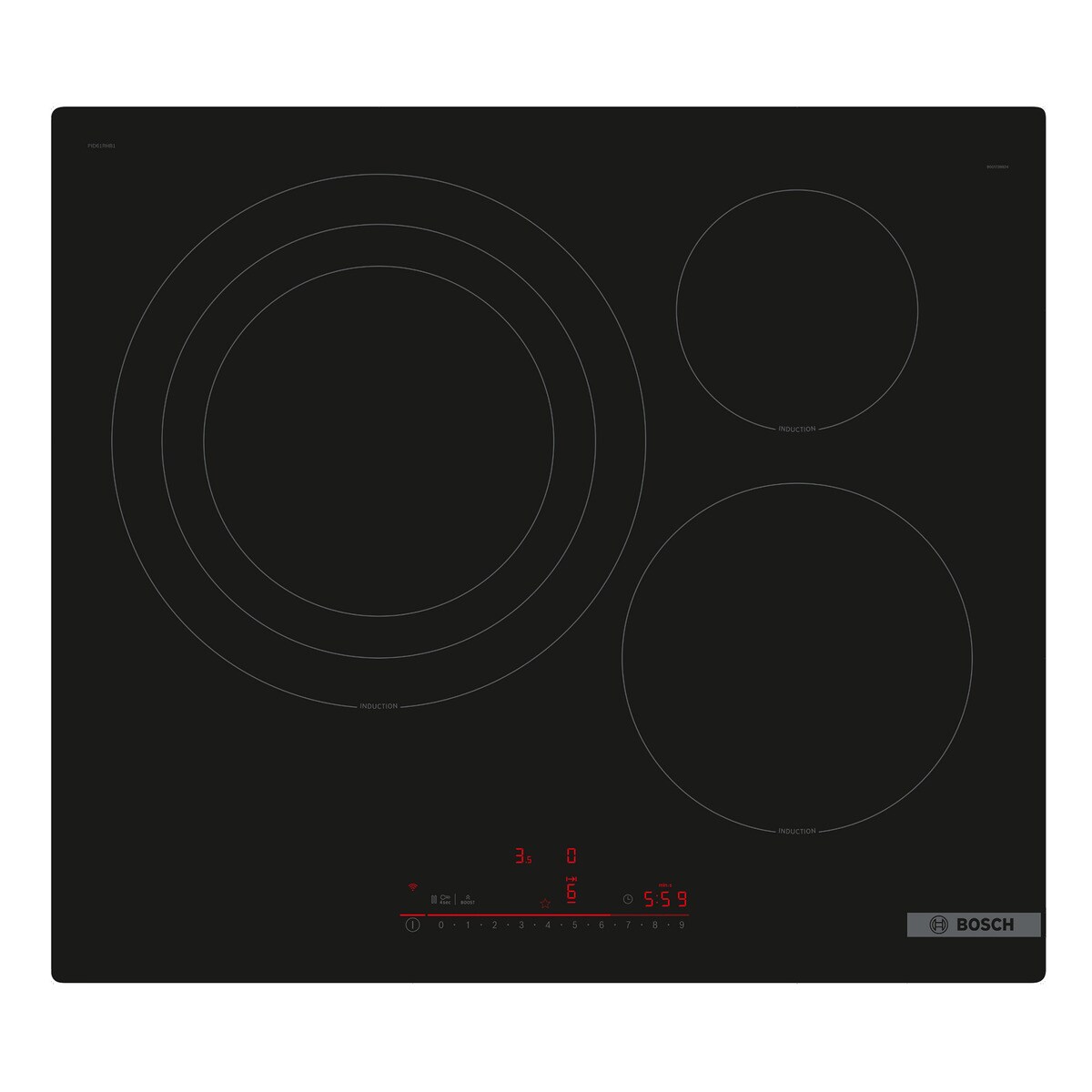 Placa de inducción Bosch con 3 zonas de cocción, sin perfiles - PID61RHB1E Negro-1