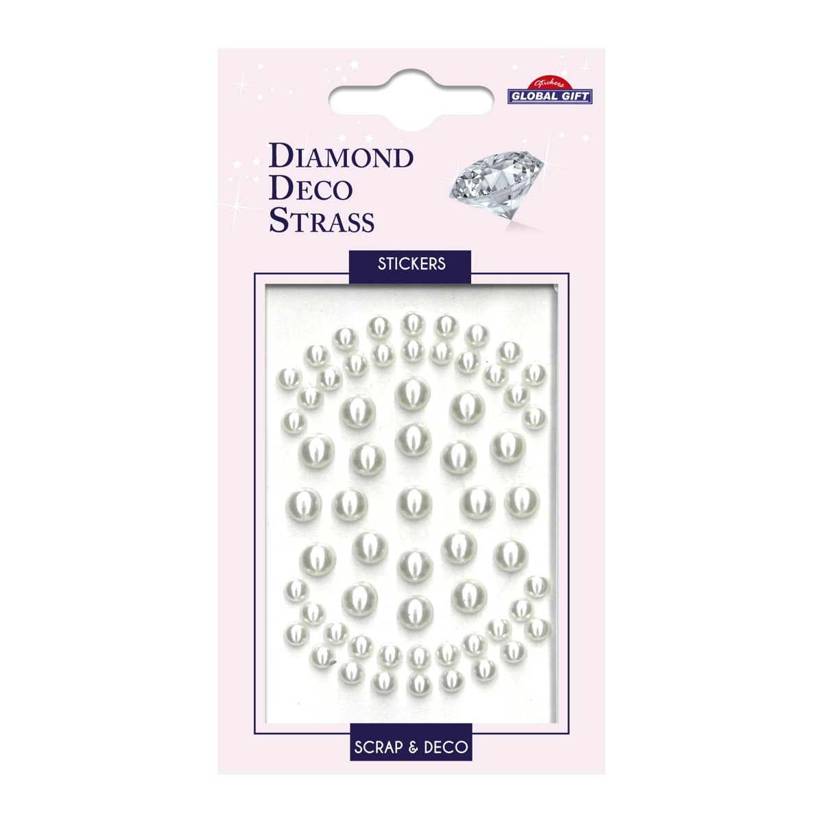 Imagen 0 de Pegatinas diamond deco strass perlas pequeñas y grandes Global Gift blanco