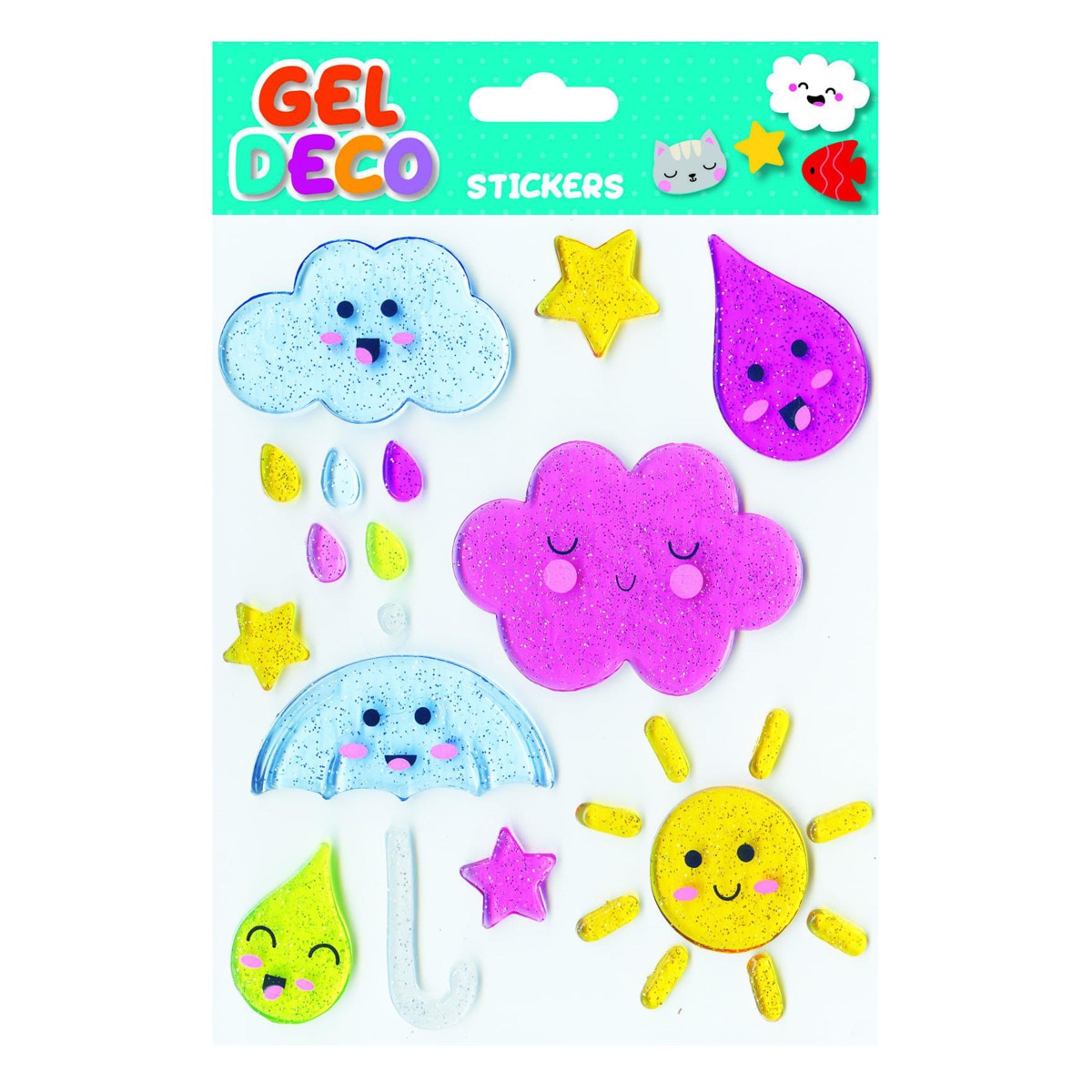 Pegatinas gel deco clima Global Gift azul Azul / Rosa-1