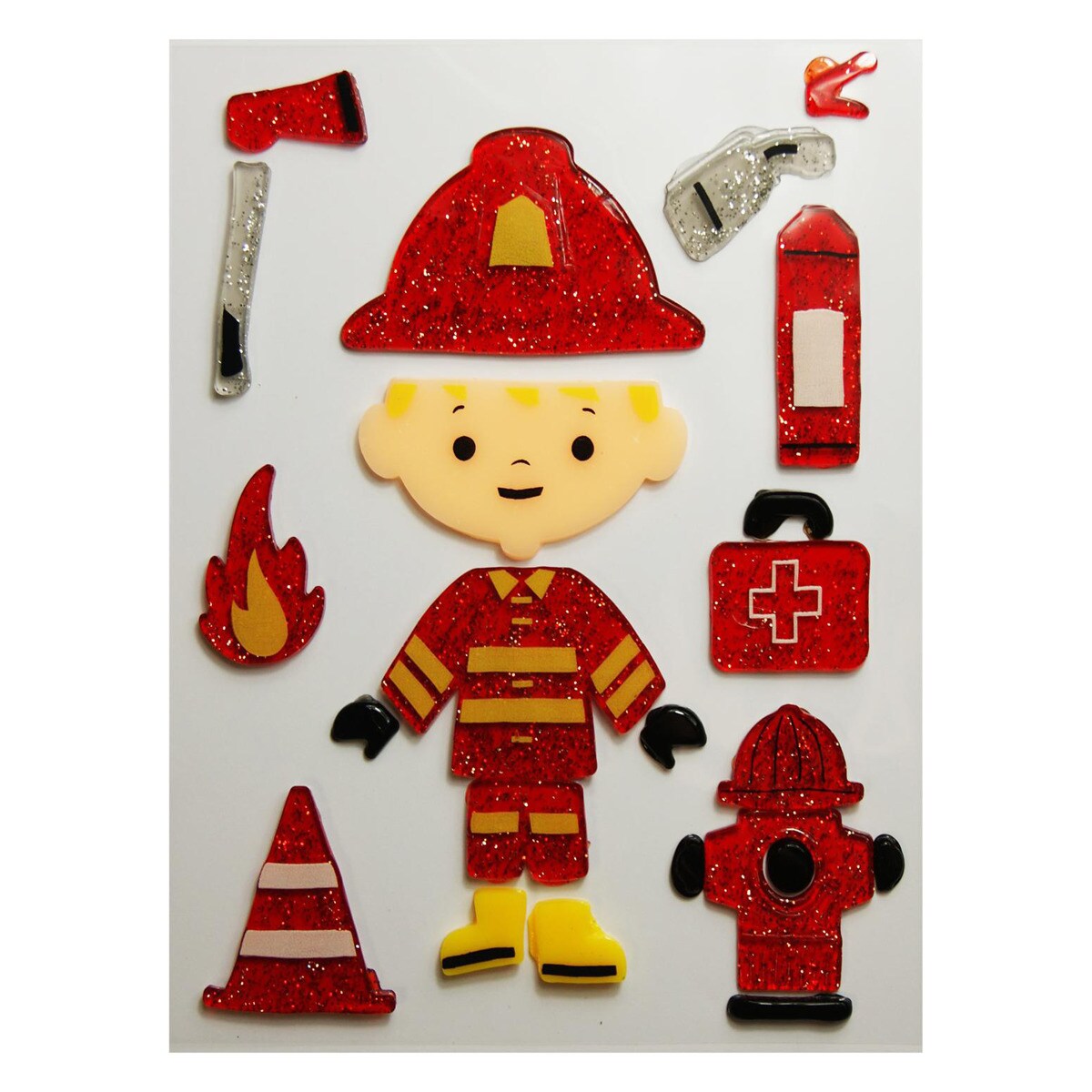 Pegatinas gel deco bombero Global Gift rojo Rojo / Beige-3