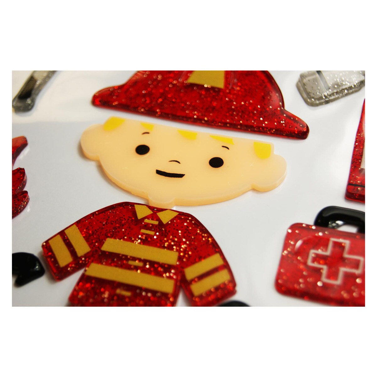 Pegatinas gel deco bombero Global Gift rojo Rojo / Beige-2