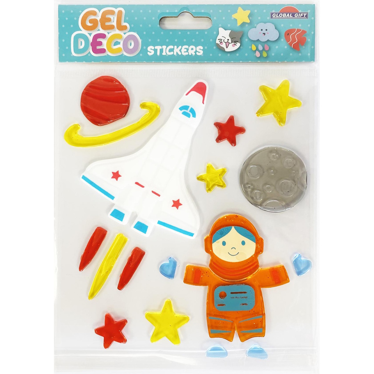 Imagen 0 de Pegatinas gel deco astronauta 2 Global Gift naranja