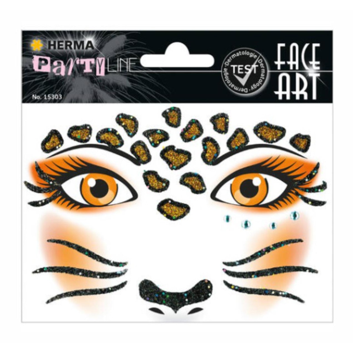 Imagen 0 de Pegatinas face art leopard glittery foil Herma beige