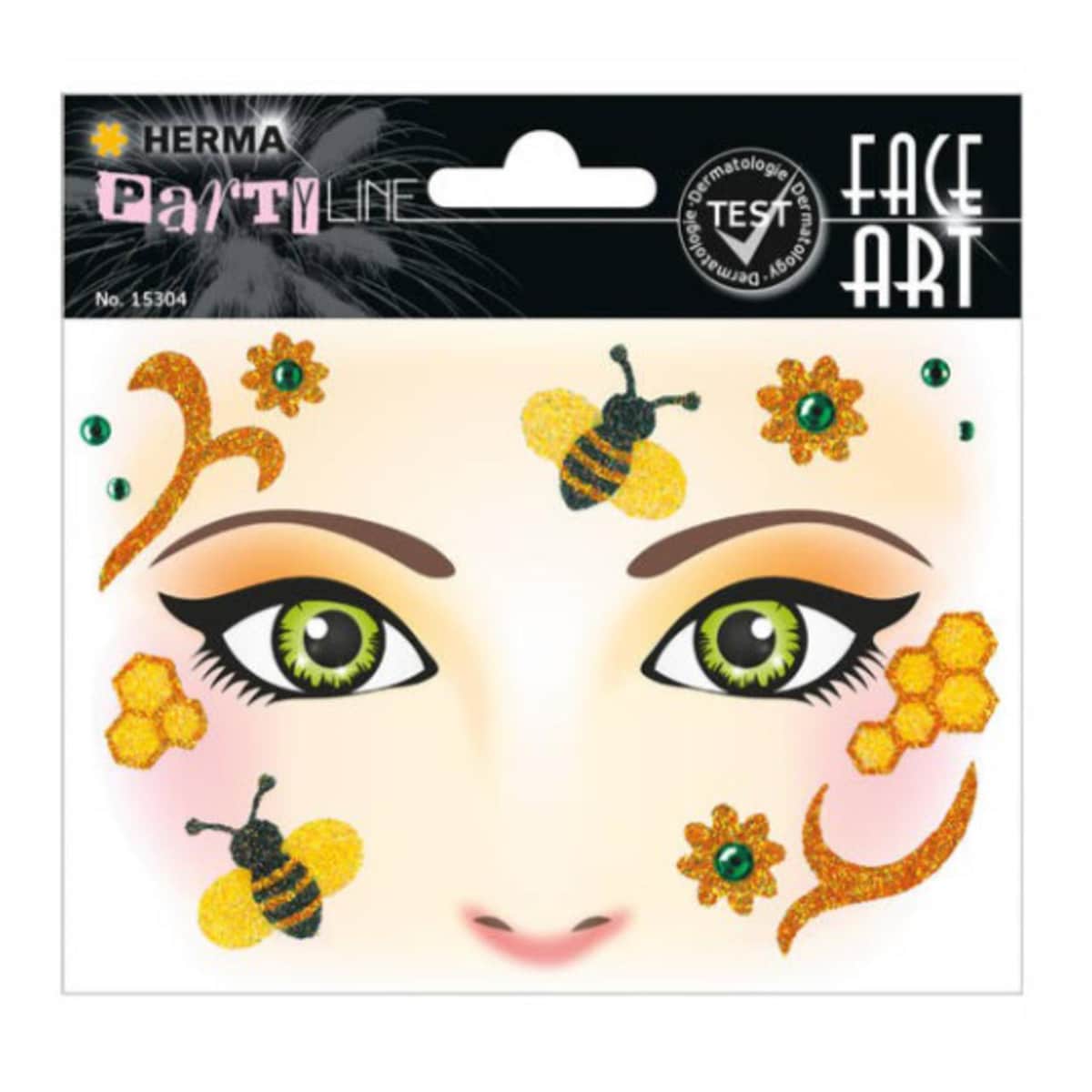 Pegatinas face art honey bee glittery foil Herma amarillo Amarillo / Beige-1