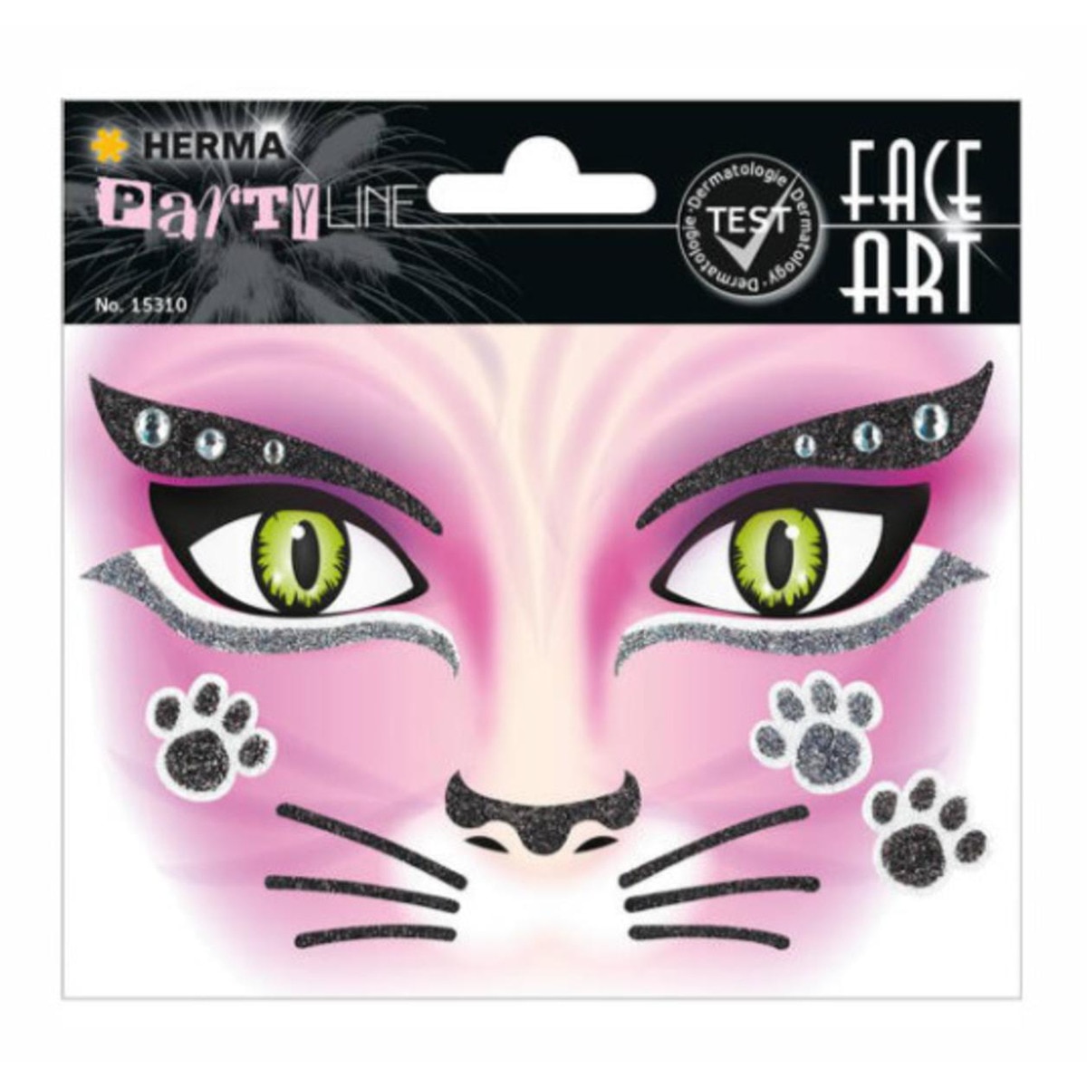 Imagen 0 de Pegatinas face art cat glittery foil Herma rosa