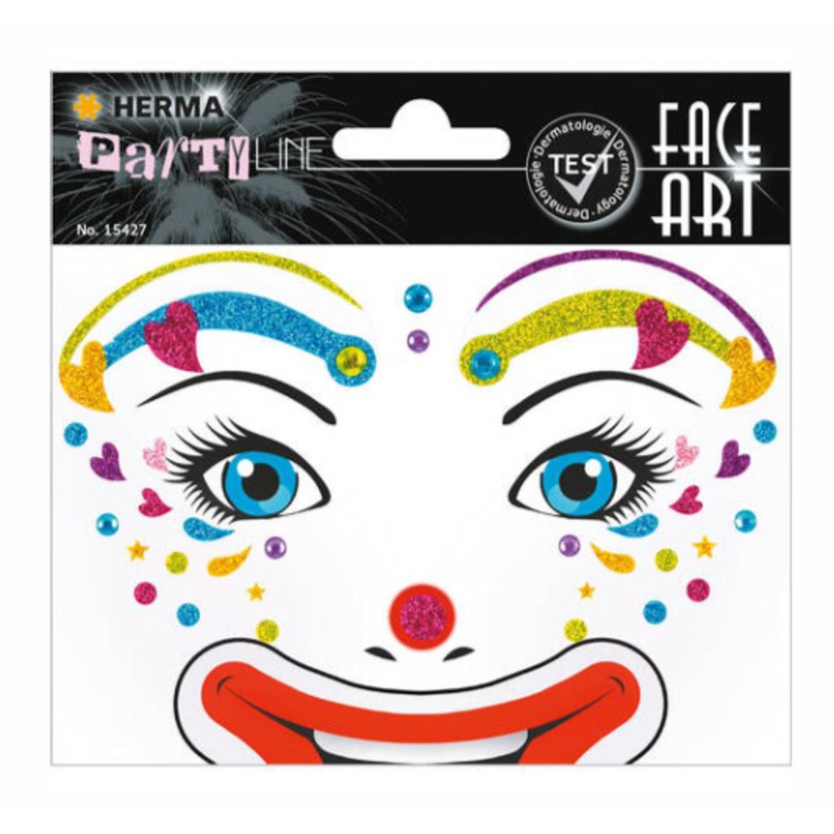 Imagen 0 de Pegatinas face art clown lotta glittery foil Herma blanco