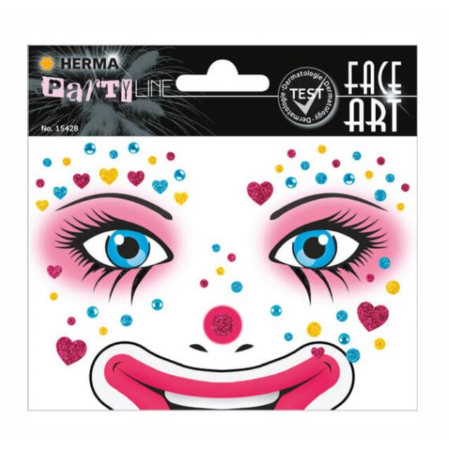 Imagen 0 de Pegatinas face art clown annie glittery foil Herma rosa