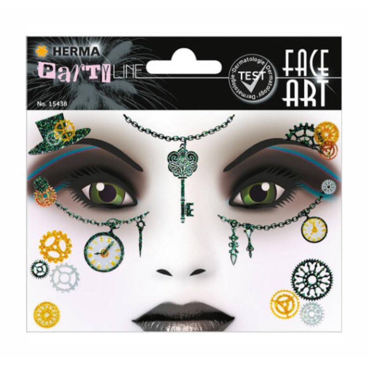 Imagen 0 de Pegatinas face art steampunk amelia glittery foil Herma verde